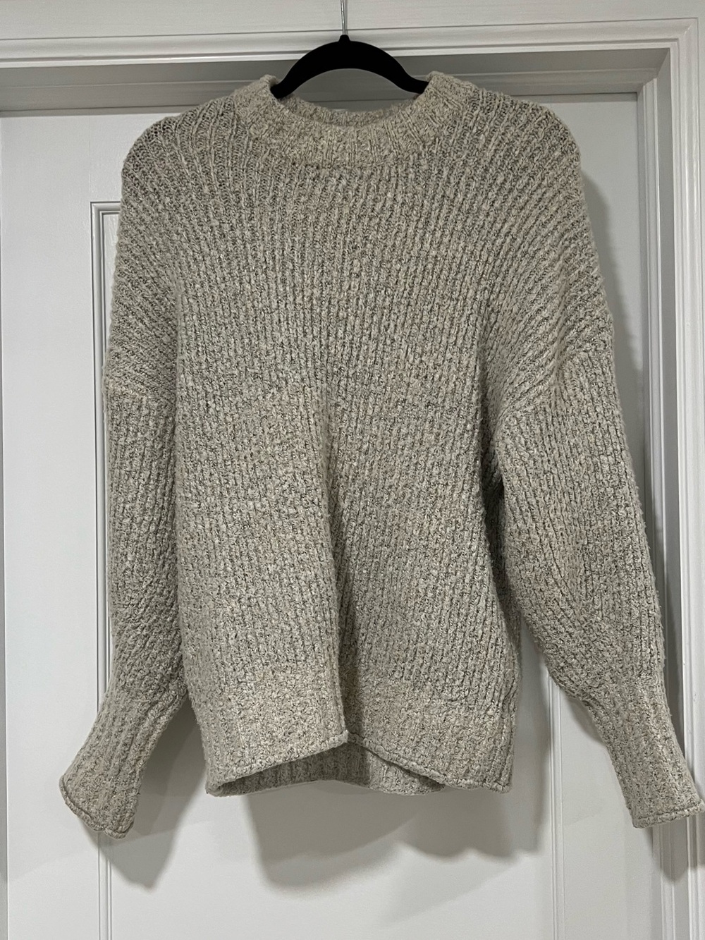 Topshop Textured Crewneck Sweater - Oatmeal